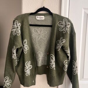 No Boundaries Olive Floral Women's Cardigan